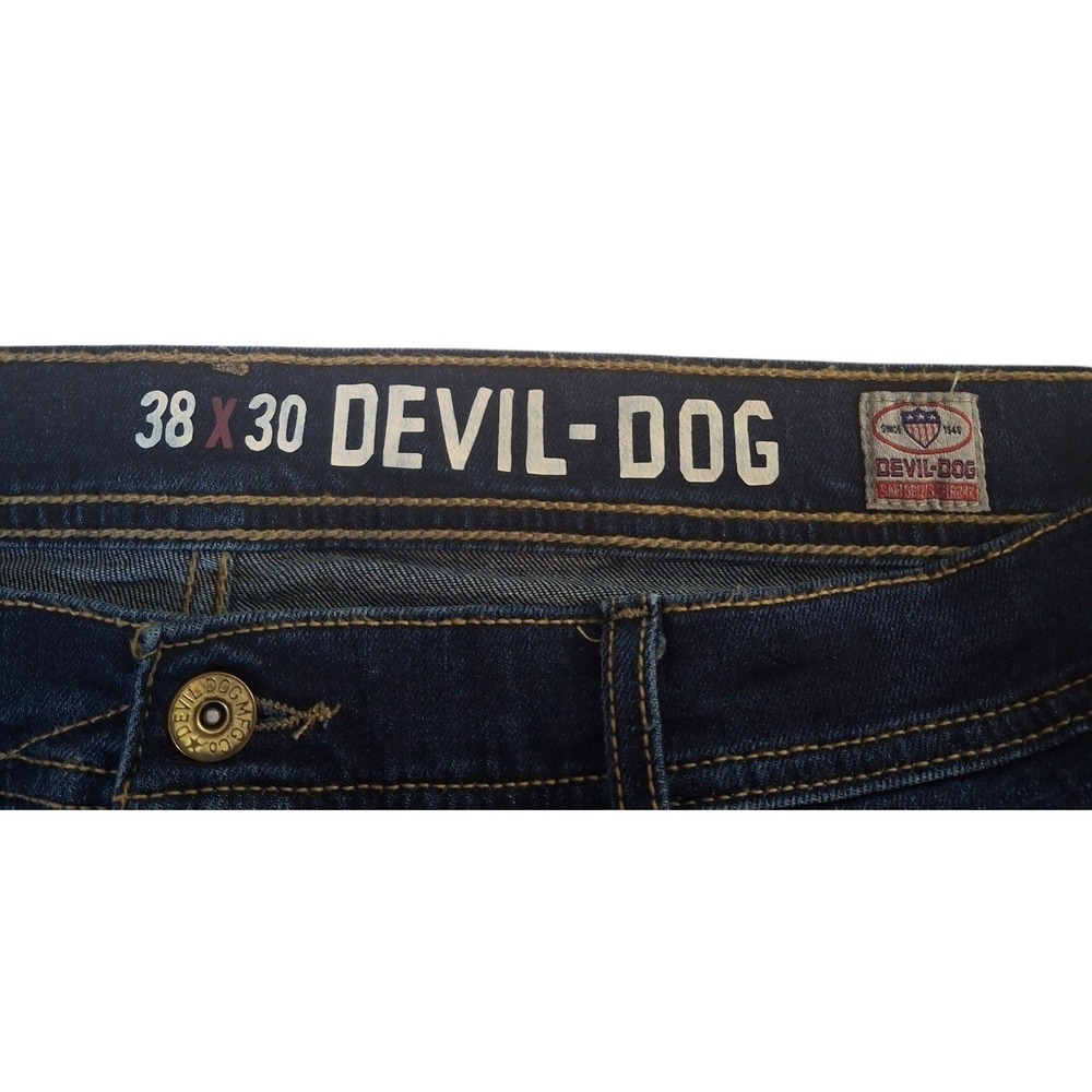 Devil-Dog Dungarees Jeans Mens 38x30* Athletic Slim Fit Dark Wash Indigo denim - Picture 4 of 11